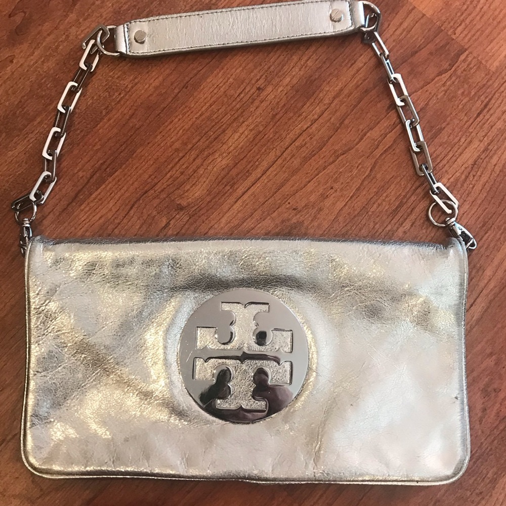 Tory Burch Silver Reva Clutch